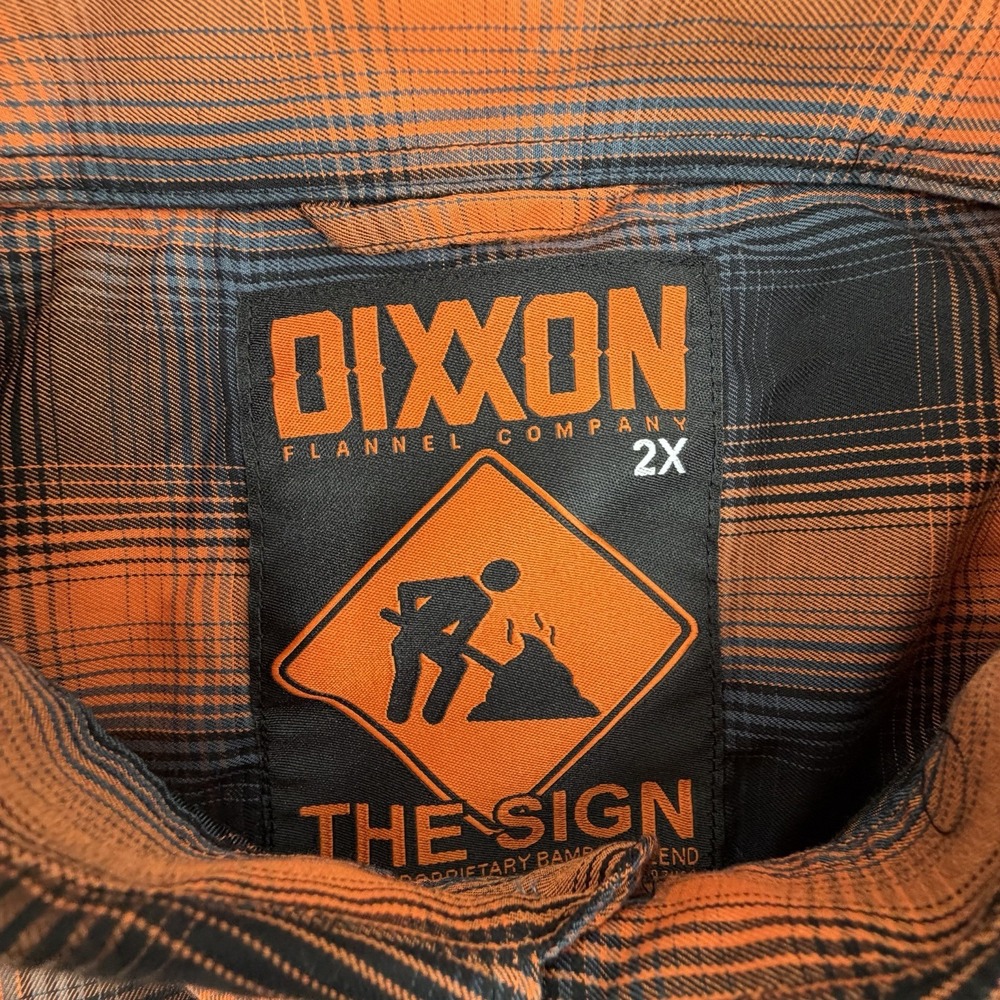 Dixxon Flannel The Sign Shirt Mens 2X Orange Plaid Long Sleeve Bamboo Button Up - Picture 3 of 7